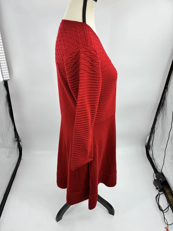 Vestido Suéter Marc New York Para Mujer L Rojo Calce y Acampanado Manga Larga Tejido Informal Foto 3 de 4
