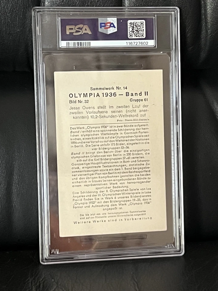Original 1936 Reemtsma Jesse Owens Impresionante y RARO, De colección, Tarjeta Olímpica ¡PSA! Foto 2 de 4