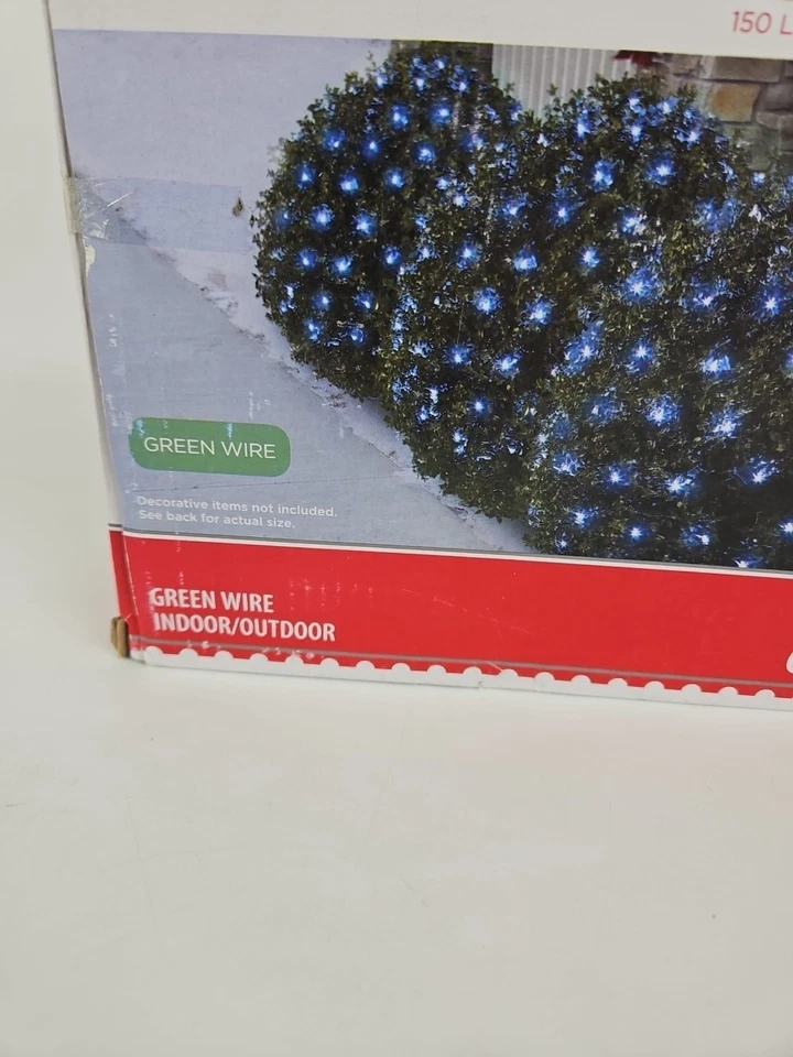 Holiday Time 150 AZUL Luces de Red 6’ x 4’ Alambre Verde Navidad Decoración Exterior NUEVO Foto 2 de 4