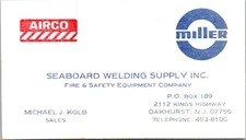 Seaboard Welding Supply Inc Fire Safety Oakhurst NJ Kolb Vintage Business Card