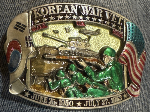 1988 C+J Inc Korean War Vet Belt Buckle , Really Nice Color to it.