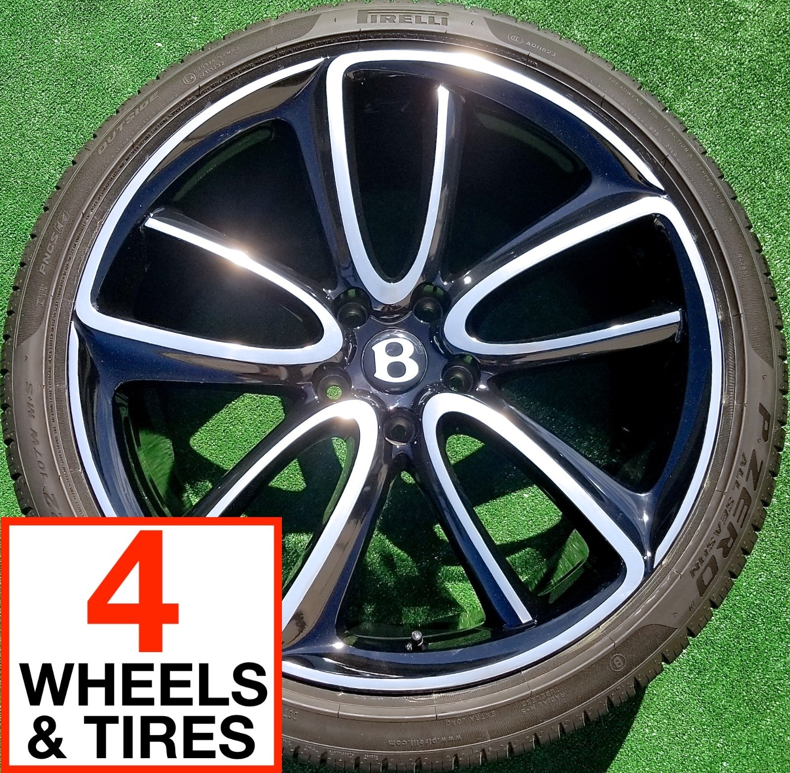 PERFECT Factory Bentley Continental Wheels New Tires 22 inch Black Silver GT OEM