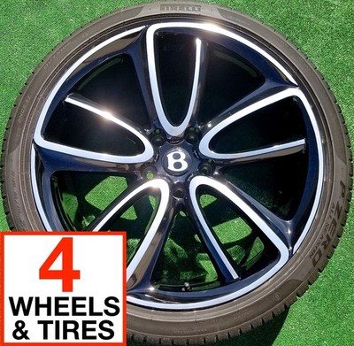 PERFECT Factory Bentley Continental Wheels New Tires 22 inch Black Silver GT OEM