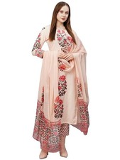 Women's Rayon Blend Straight Printed Kurta with Pant Dupatta