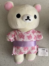 San-X Rilakkuma Korilakkuma Pink Summer Yukata 16" Plush Round 1 NEW 