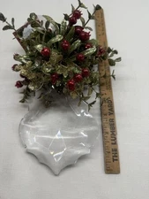 Kissing Krystals ~ Glitter Mistletoe & Berries w/ Crystal Christmas Ornament 8"