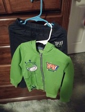 Boys Outfit SWEATSHIRT  SWEAT PANTS Black Green SIZE 5