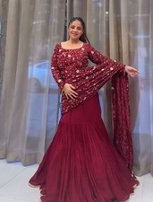 Dark Pink Color Georgette Embroidered Work Bridal Wedding festival Lehenga Choli