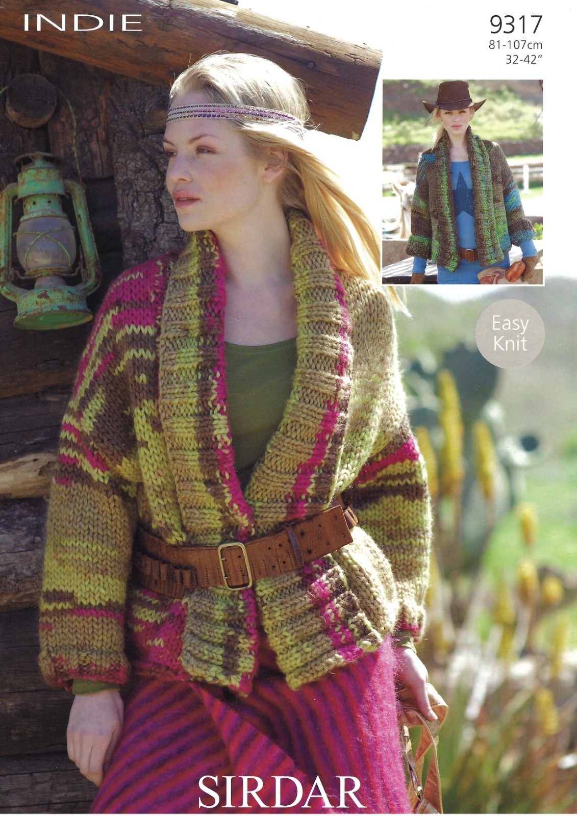 Sirdar Mega Chunky Knitting Pattern - 9317 Ladies Cardigan (32-42ins)