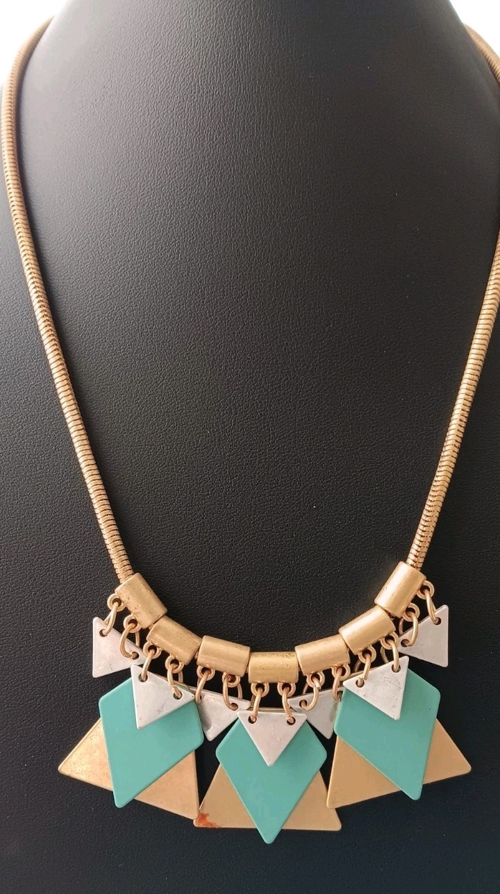 Plunder Design gold-tone triangle statement neckl… - image 1