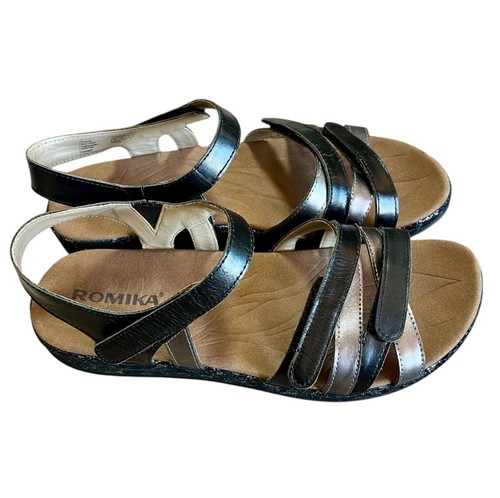 Romika Fidschi 74 Adjustable Metallic Leather Sandals Comfort Shoes EU 41 NEW - Picture 9 of 15