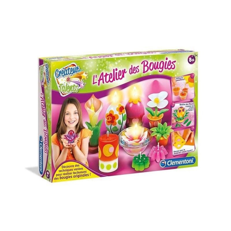 L'atelier des bougies Clementoni kit complet loisirs créatifs enfant 8 ans