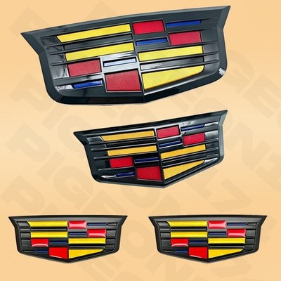 SET of 2 Black & Color Car Front & Rear Fender Emblem Badge for ATS XTS XT5 CT6