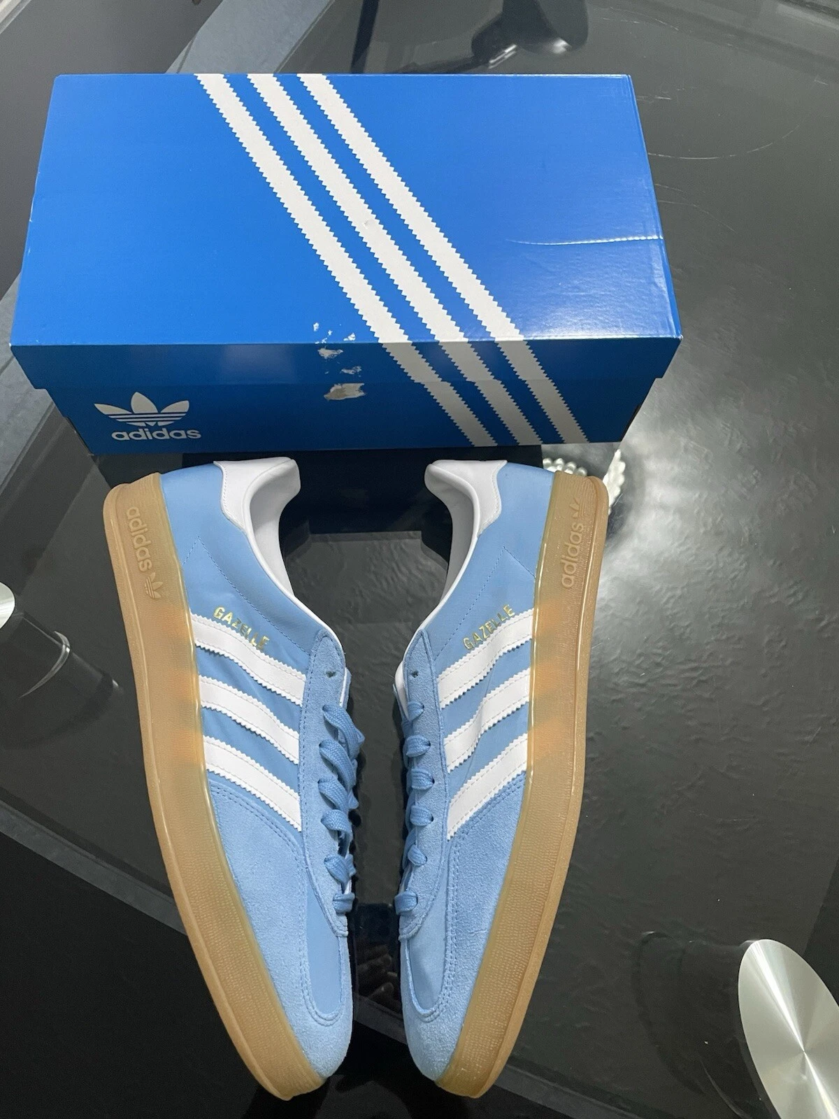 Adidas Gazelle Indoor Gum Azzurro Bianco Uk 10 ✅