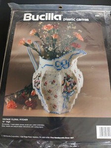 "Vintage Floral Pitcher" 1993 Bucilla Needlepoint Kit #6101 