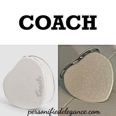 NEW Coach Chalk Silver Multi Glitter Dual Sided Heart Shaped