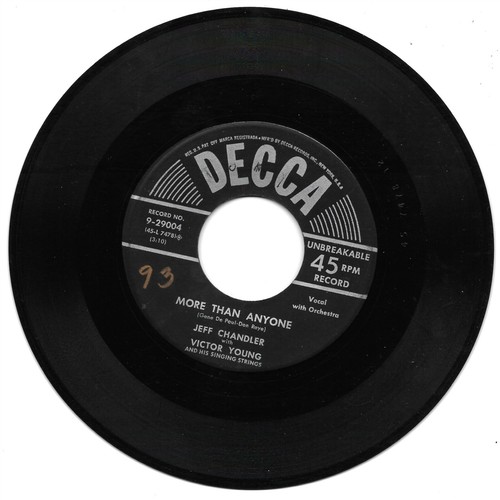 Jeff Chandler: "I Should Care" / "More than Anyone" - VG rare '54 - plays nicely - Picture 2 of 2