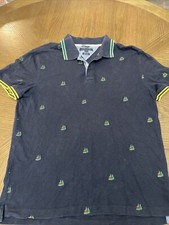 VTG TOMMY HILFIGER ALL OVER LOG CABIN POLO SHIRT Piping Collar Sleeves L CUSTOM