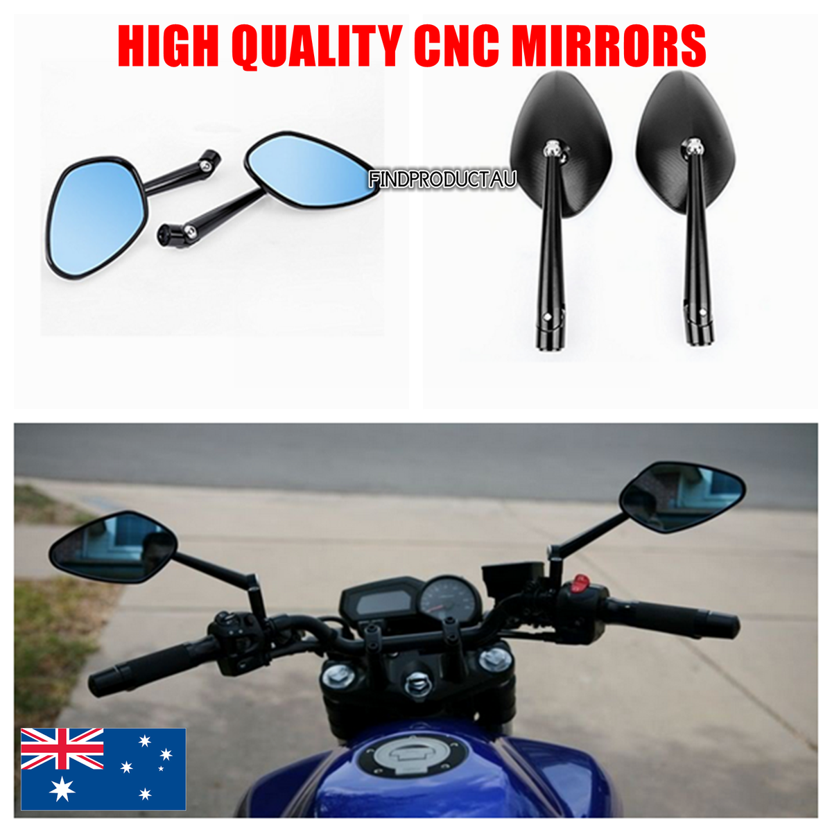 Specchietti Retrovisori Per Moto CNC Più Grandi Specchietti Laterali Per Honda Per Yamaha Per Kawasaki Per Suzuki Compatibile Specchio Del Motociclo (Color : Red
