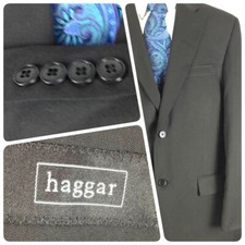 Haggar Men's Black Blazer Sport Coat Sz 42R 2 Button Vented  0253