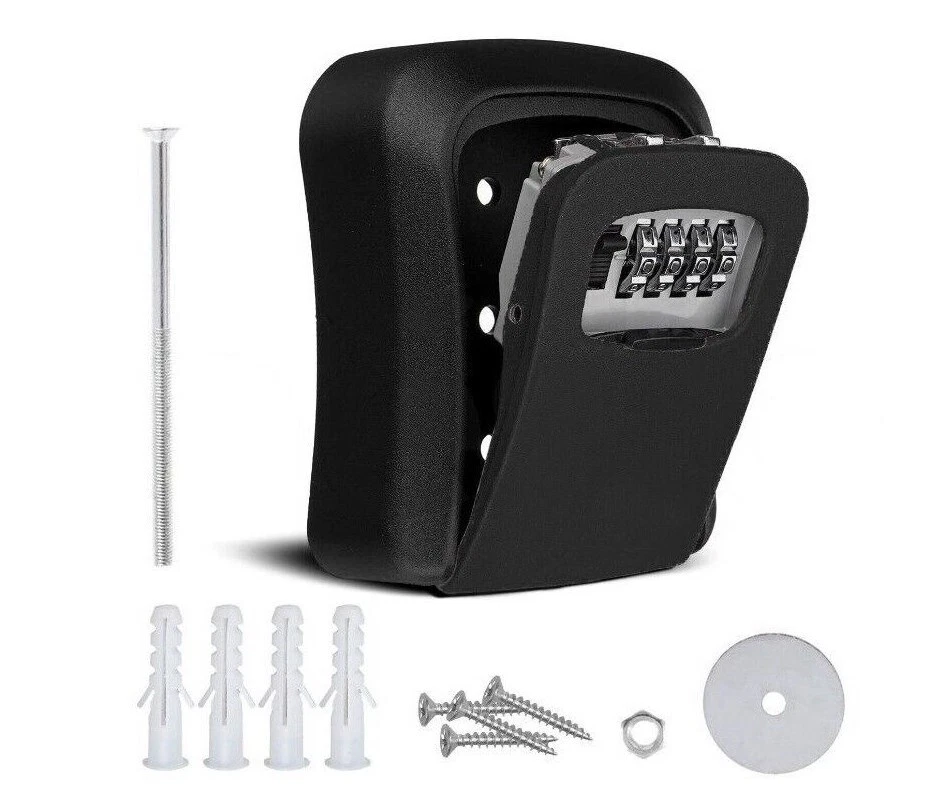 Wall Mounted Safe Key Box 4 Digits Password Locker Portable Key Storage Lock Box Resettable Key