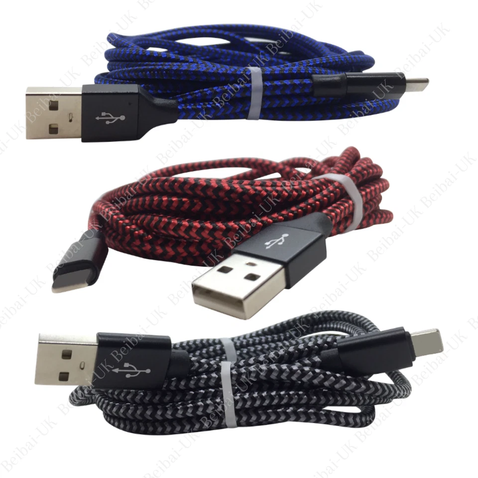 3 Pack 10FT Braided USB Charger Cable For iPhone 11 XS 8 7 Plus 5c Charging Cord Foto 2 de 4
