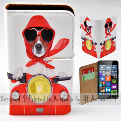 For Nokia Series - Dog Ride Scooter Print Wallet Mobile Phone Case Cover