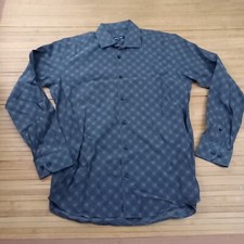 Jared Lang Cross Checkered Button Dress Shirt Medium Grey