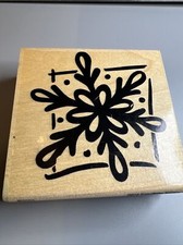 Vintage Stampendous Q074 Snowflake Square 1999 Wood Rubber Stamp 3"