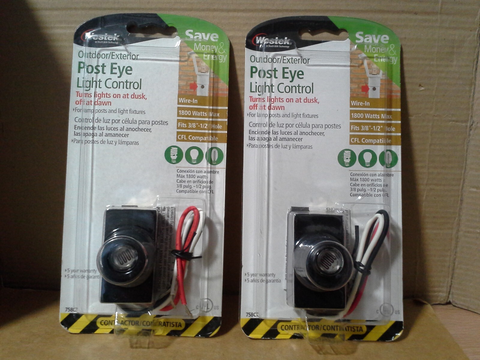 2PK. Westek 758CT Black Outdoor Post Eye Light Control eBay