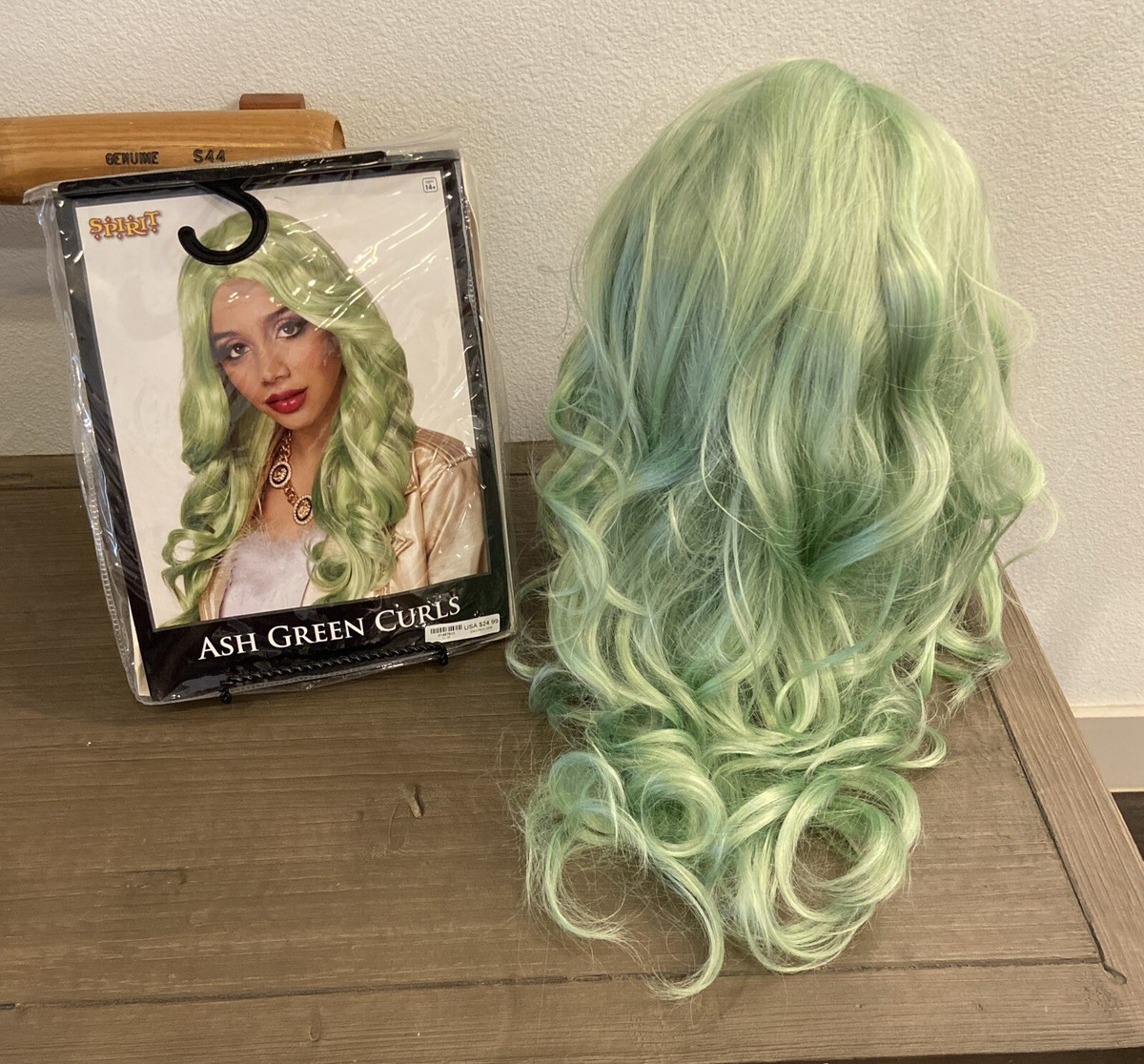 Spirit Halloween ASH GREEN CURLS LONG Hair Wig HALLOWEEN 