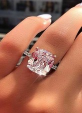 Baby Pink 3.50Ct Cushion Cut CZ-Stone Engagement Ring In 925 Sterling Silver