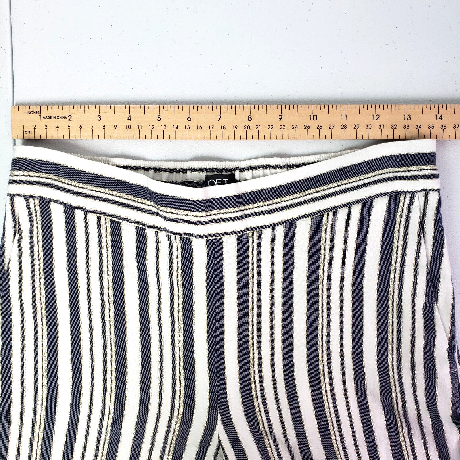 ALTRA Pantalone donna Loft XS bianco navy righe oro dritto vestibilità ampia comode tasche