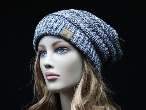 Plain Knit CC Cable Beanie Stretch Cap Ski Hat Unisex Skull Slouchy Winter Warm - Picture 4 of 11