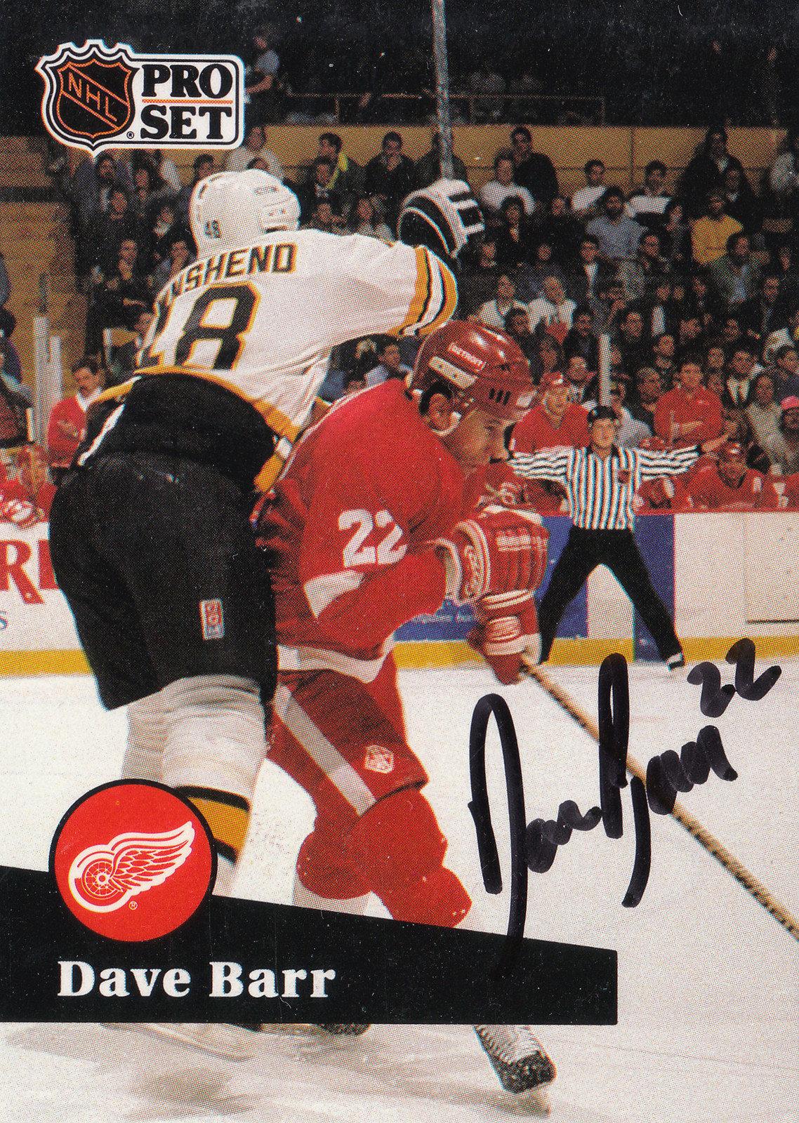 DAVE BARR RED WINGS AUTOGRAPH AUTO 91-92 PRO SET #65 *17480