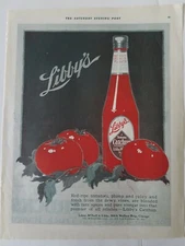 1920 Libby McNeill & Libby tomato catchup bottle vintage original color ad