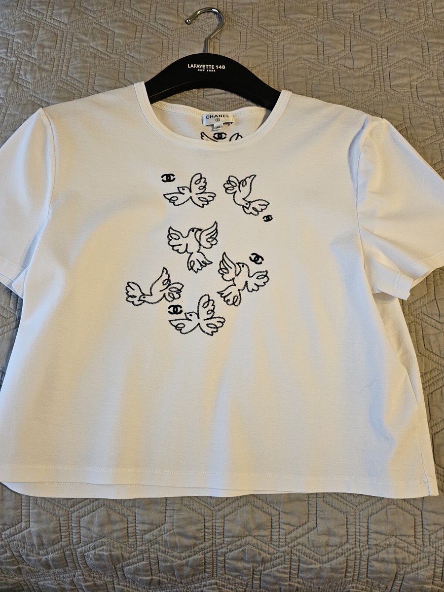 CHANEL CC LOGO TEE T-SHIRT TOP 38 US SIZE 8 | eBay