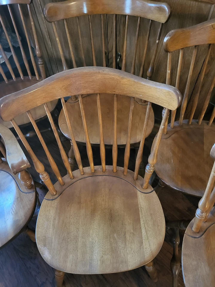 Conjunto de cadeiras de madeira colonial vintage S Bent & Bros (6) - Imagem 3 de 4