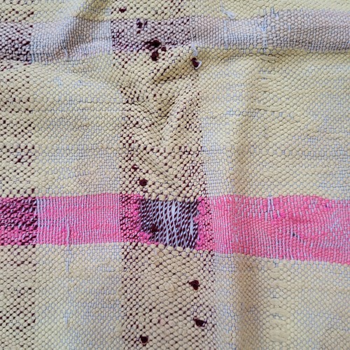 Handmade Moroccan Rug Light Brown Off White Fringe Striped Carpet Vintage - Picture 21 of 24