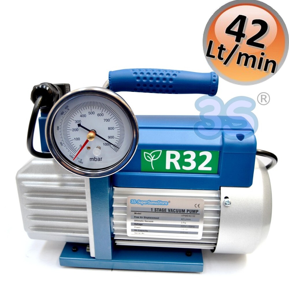 Pompa vuoto monostadio 42 Lt/min elettrovalvola e vacuometro - omologata per gas