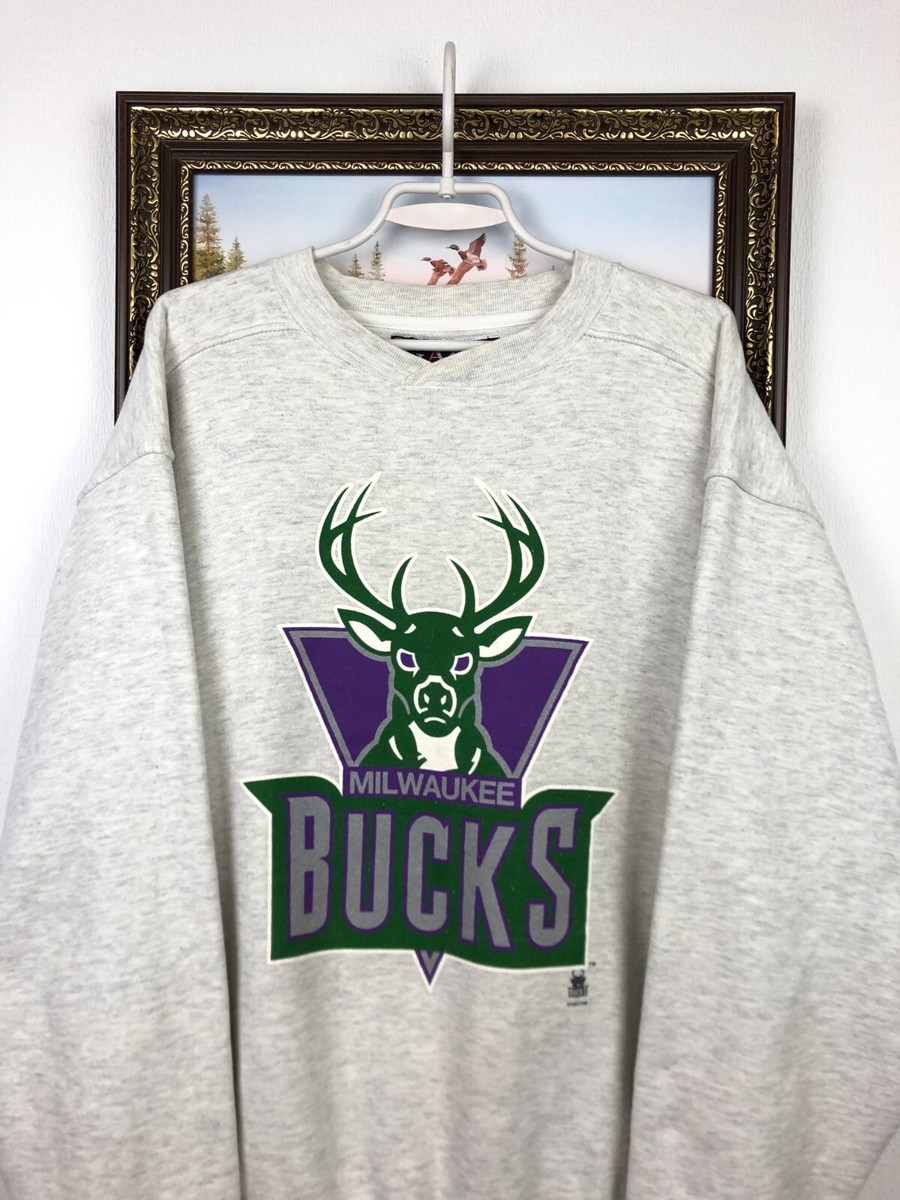 Vintage 90's Milwaukee Bucks NBA Sweatshirt Mens Crewneck Over