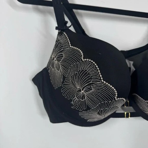 Cacique Bra 40C Seriously Sexy Boost Balconette Strappy Lace Black - Picture 2 of 10