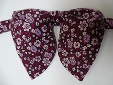 Oversized Burgundy Floral Bow tie Vintage style 70s Wedding Prom Gift for Him