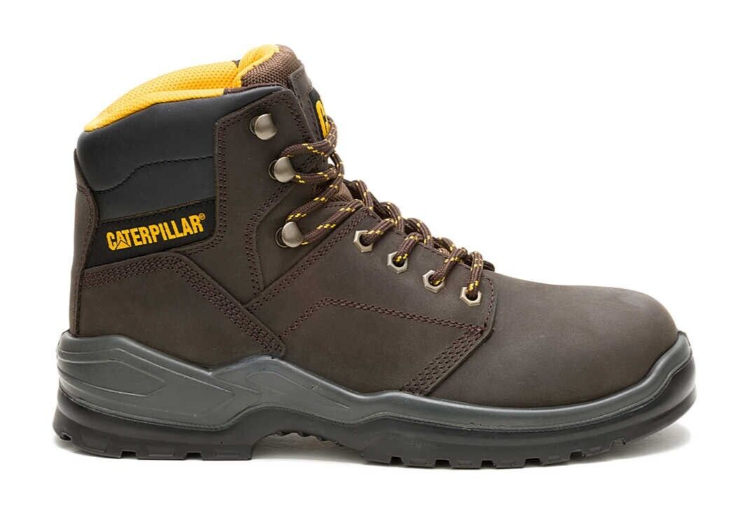 Men's CAT Striver Soft Toe Slip Resistant Brown Leather Boots