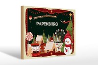 Holzschild Weihnachten GrüßE Papenburg Geschenk Schild Wooden Sign 30X20 Cm