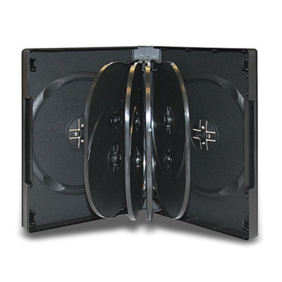 1 Multi 10 Disc CD DVD Black Movie Case Box Hold Ten with Outer Clear Sleeve