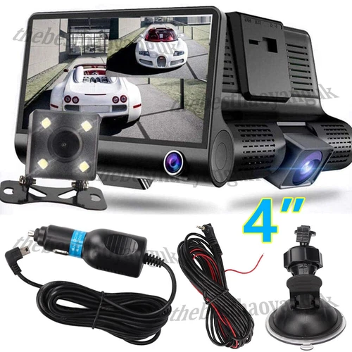 4" Car Dash Camera 3 Lens Video Recorder DVR Front Rear HD 1080P Night Vision UK