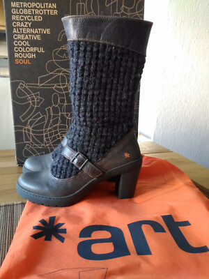 ART Travel 40 Stiefeletten grau Strick Leder Mary Jane Stiefel Boots NP169  TOP