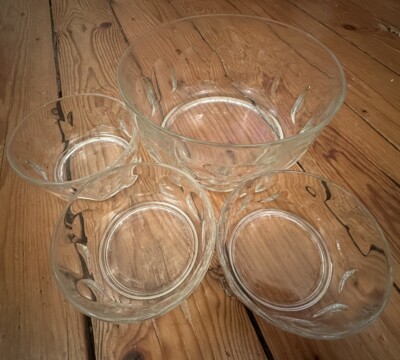 Arcoroc Schale Frankreich Britannia Thumbprint 70s Glas Kunst 4-teilig RAR