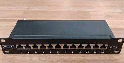 DIGITUS Cat.6 Patch Panel, geschirmt, 12-Port, 10'', schwarz DN-91612S